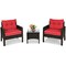 Costway 3PCS Patio Rattan Conversation Set Cushioned Sofa Chair for Garden